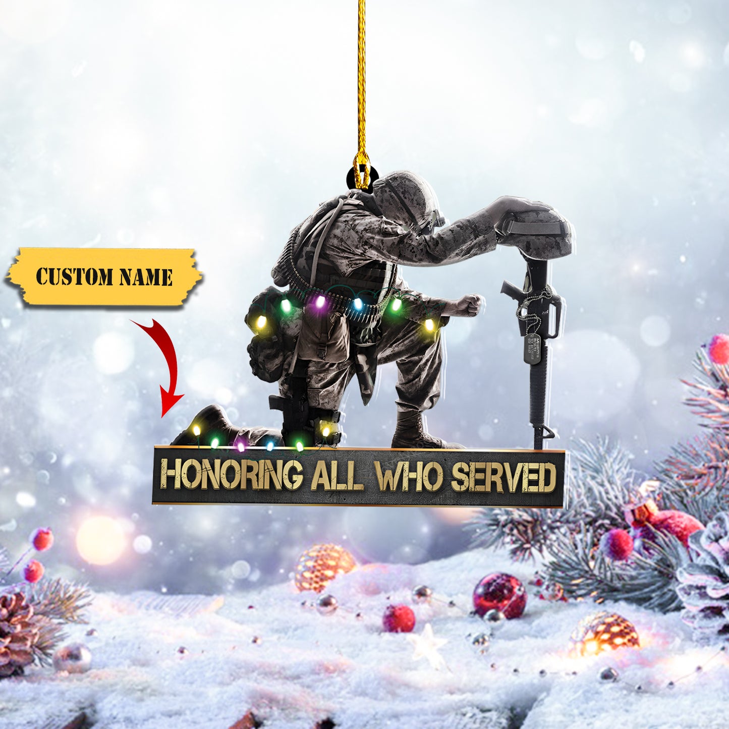 Veteran Kneeling - Personalized Christmas Ornament - Gift For Veteran, Ornament For Him, Gift For Him, Ornament Christmas