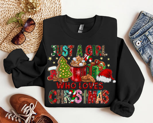 Just A Girl Who Loves Christmas Sweatshirt, Christmas Gift, Christmas Sweatshirt, Sweatshirt For Gift