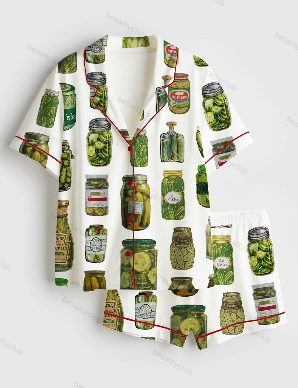 Dill Pickle Collage Short Sleeve Satin Pajama Set