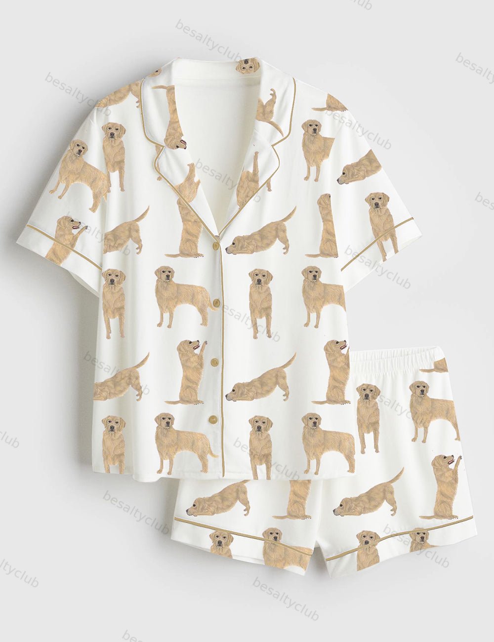 Golden Retriever Short Sleeve Satin Pajama Set