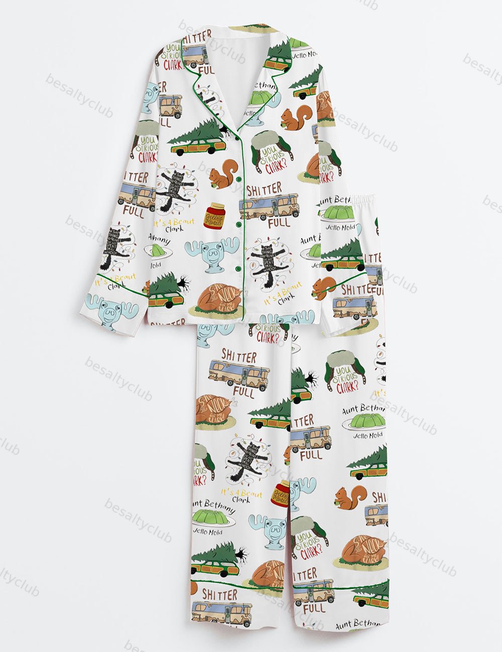 It's A Beaut Clark Christmas Vacation Long Sleeve Satin Pajama Set