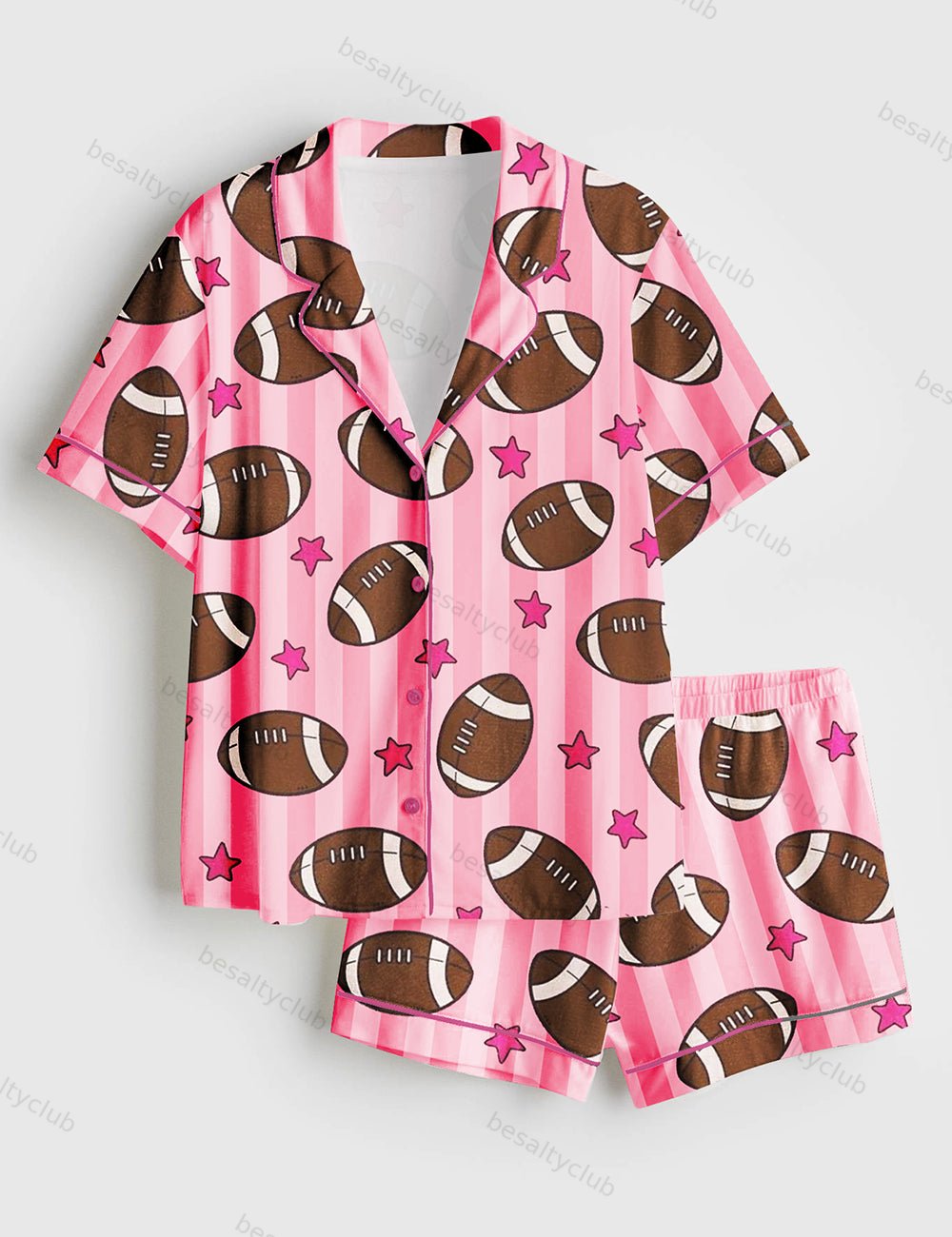 American Football Short Sleeve Satin Pajama Set