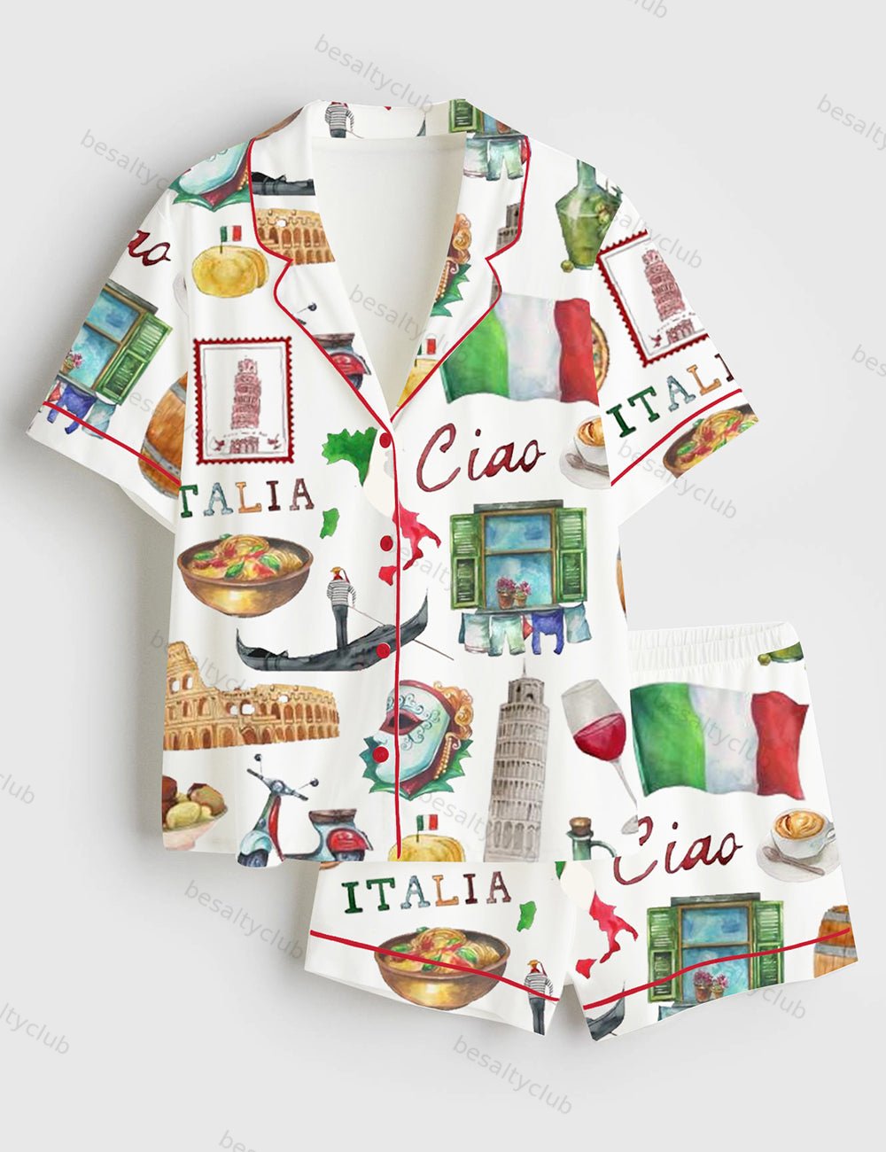 Rome Italy Travel Jubilee Short Sleeve Satin Pajama Set