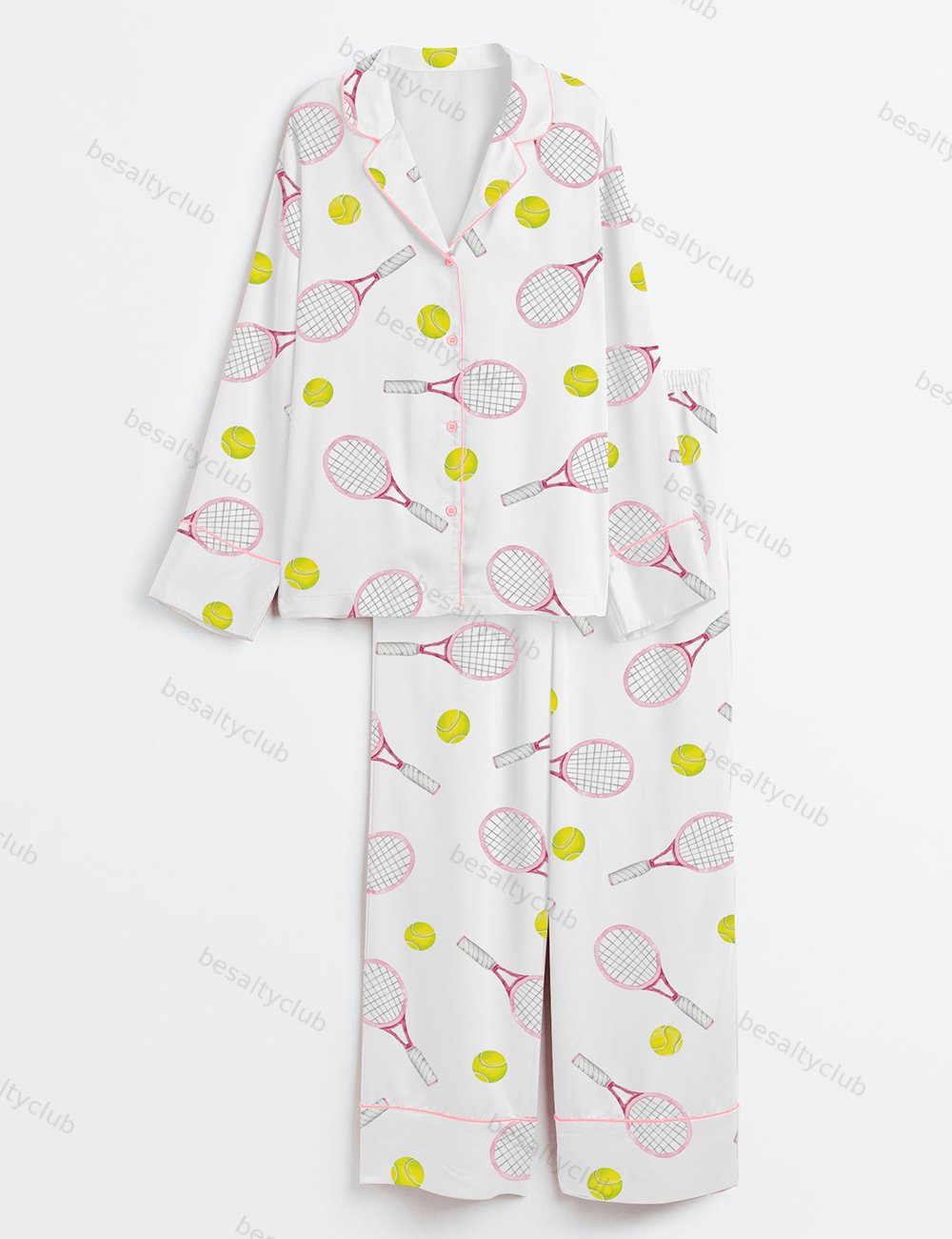 Tennis Lover Long Sleeve Satin Pajama Set