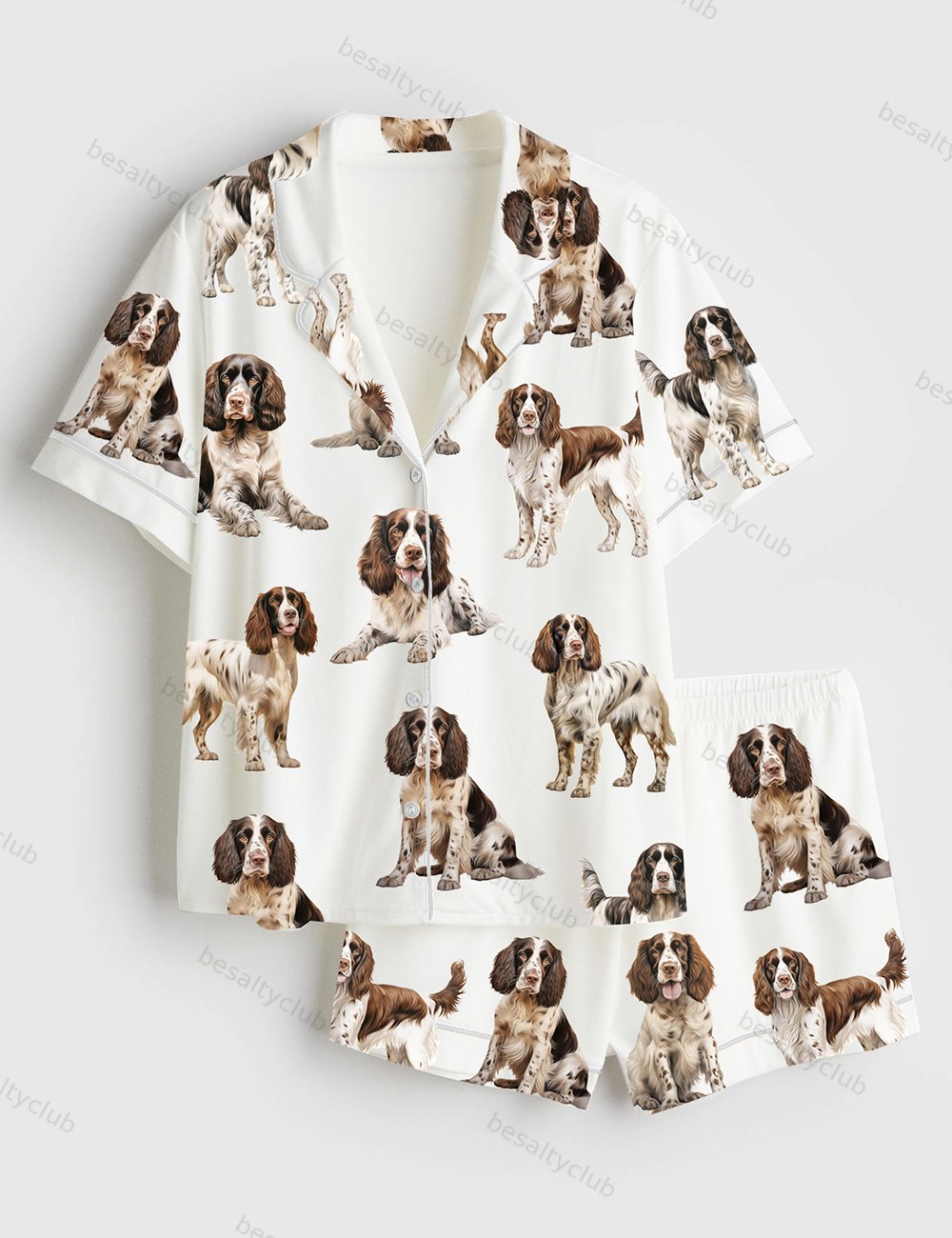 Springer Spaniel Dog Lover Short Sleeve Satin Pajama Set