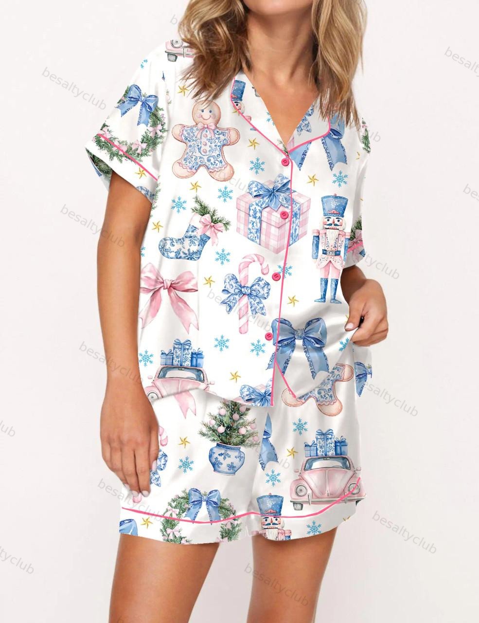 Coquette Nutcracker Christmas Satin Pajama Set