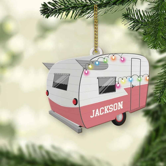 White Camper Ornament Travel Trailer Camping Christmas Ornament Family Ornaments for Christmas Tree Camping Xmas Ornament Acrylic Shaped Flat Ornaments 2, Ornament Decoration, Ornament For Gift, Ornament Christmas