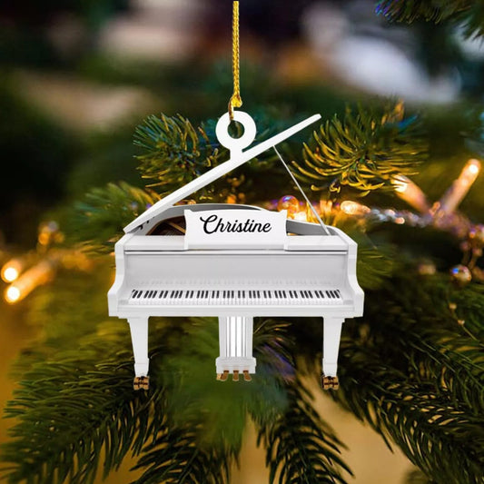 White Piano Christmas Ornament Personalized Piano Ornament For Piano Lover Chr, Ornament Decoration, Ornament For Gift, Ornament Christmas