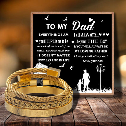 Son To Dad - My Loving Father Bangle Weave Roman Numeral Bracelets