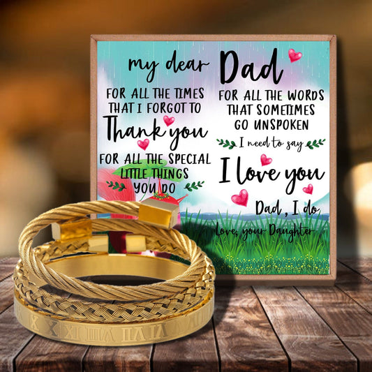 Daughter To Dad - Thank You For All Things Bangle Weave Roman Numeral Bracelets