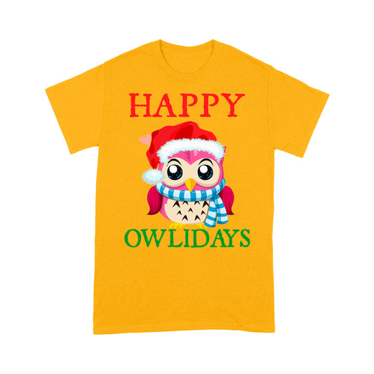 Happy Owlidays Funny Christmas Tee Shirt Gift For Christmas