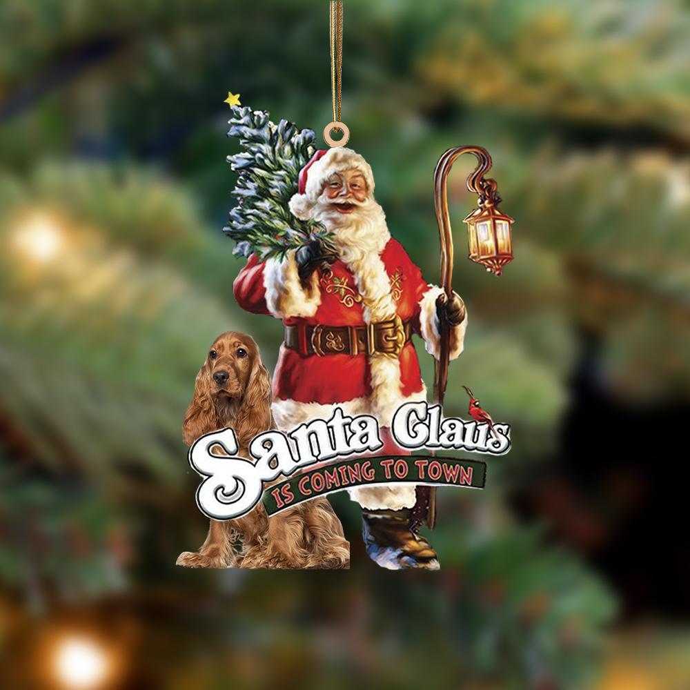 Santa Is Coming To Town With Cocker Spaniel 2-Two Sided Ornament - Best gifts your whole family