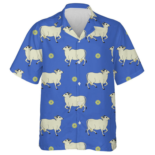 Kawaii Cow Doodle Style On Brown Hawaiian Shirt, Hawaiian For Gift