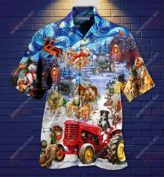 Feirmeoirí Oíche Roimh an Nollaig Laethanta Saoire Léine Gearr Haváís Aloha Shirt Léinte Haváís is Fearr Léinte haváíais d'Fhir, Bronntanas Léine Haváíais, Bronntanas Nollag