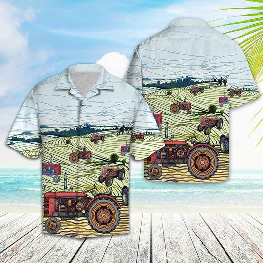 Farm Tractor On Field Design Hawaiian Shirt,Hawaiian Shirt Gift, Christmas Gift