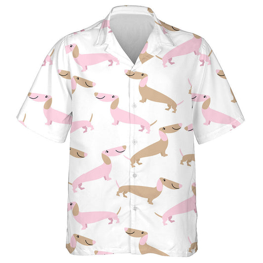 Love Day Pink And Brown Dachshund Hawaiian Shirt, Hawaiian For Gift