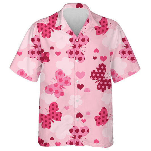 Theme Love With Cute Butterflies And Hearts Hawaiian Shirt, Hawaiian Shirt Gift, Christmas Gift
