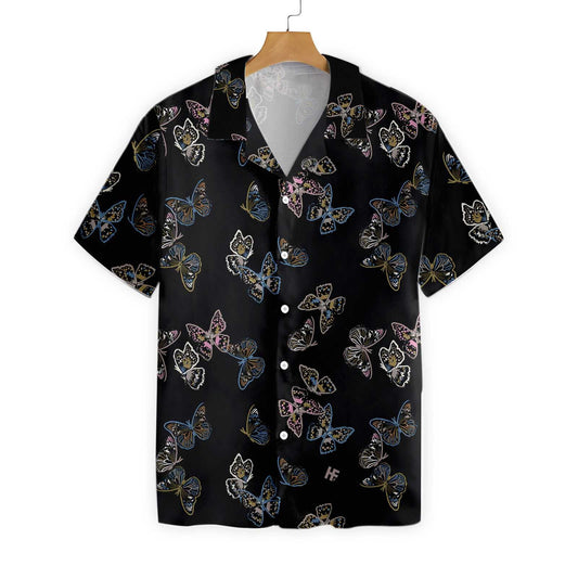 Into Darkness Paint Brush Butterflies Design Hawaiian Shirt, Hawaiian For Gift