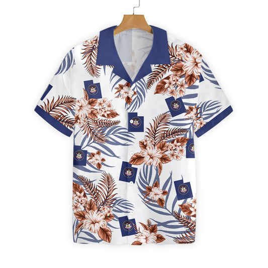 Utah Proud On White Background Pattern Hawaiian Shirt, Hwaiian For Gift