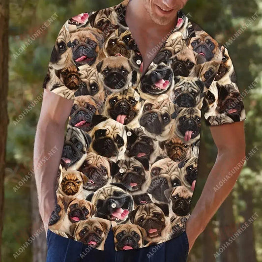 Pug Uamhnach - Léine Gearr Muinchille Léinte T Haváise Samhraidh Léinte Craicne Haváís Léinte haváíais do Mhná, Bronntanas Léine Haváís, Bronntanas Nollag