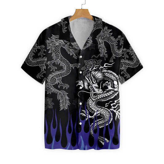 Dragon With Blue Flame Hawaiian Shirt_Hawaiian Shirt Gift, Christmas Gift