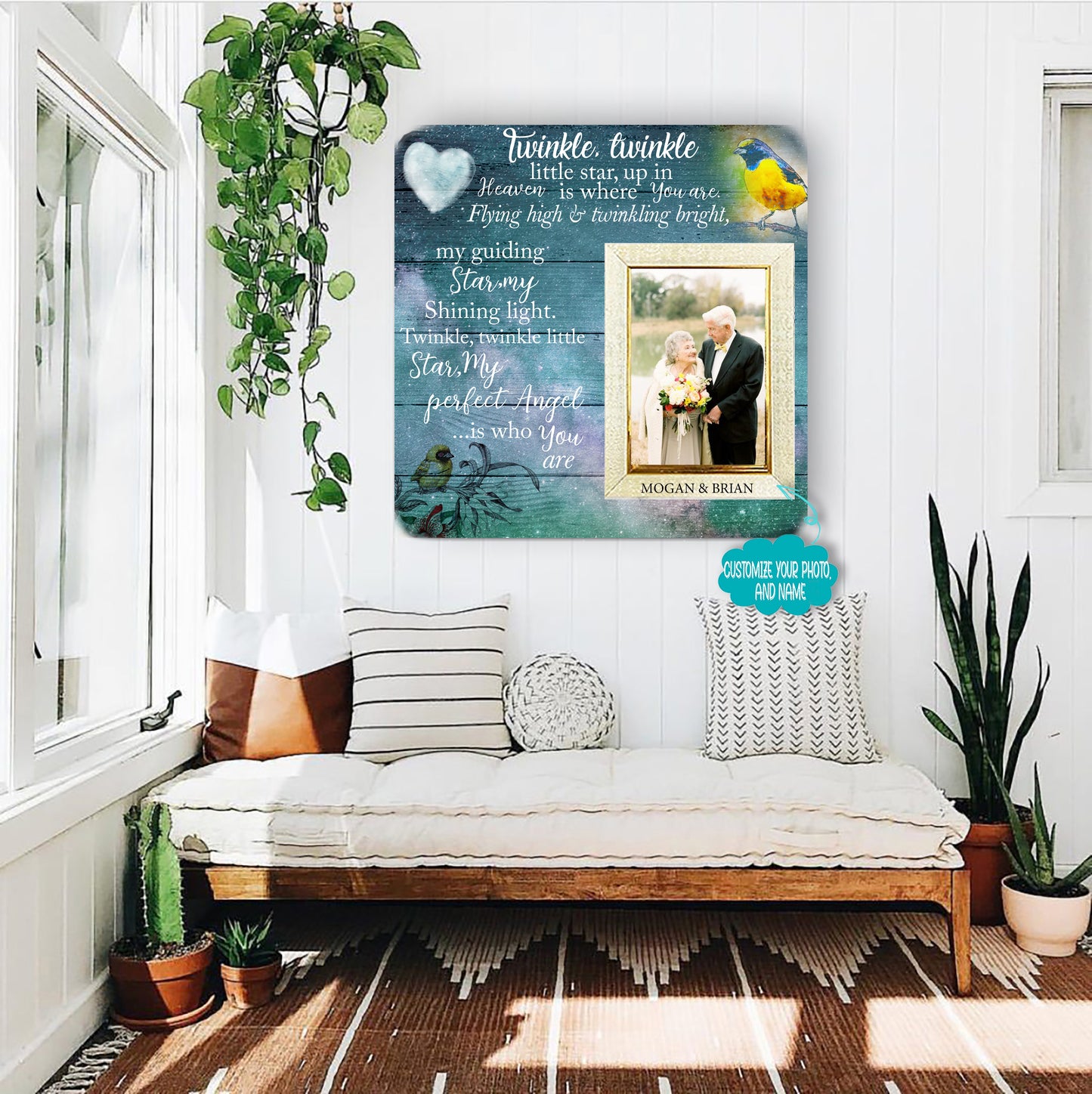 Twinkle twinkle little star, up in Memorial Picture Frame - Keepsake Plaque That Holds a custom Photo - Sympathy Gift to Tribute The Loss of a Loved One