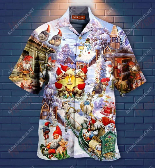 Ó! Daidí na Nollag Gnomes Léine Gearr Muinchille Gearr Laethanta Saoire Léinte T Haváíacha Léinte Haváís is Fearr do Mhná, Bronntanas Léine Haváís, Bronntanas Nollag