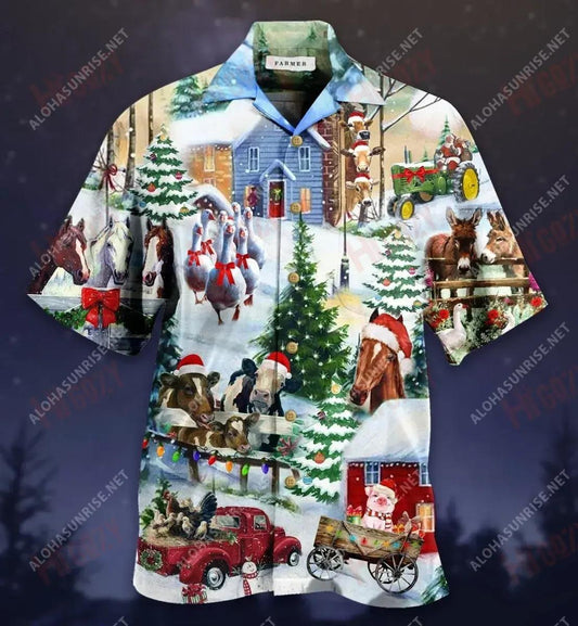 Tá an Nollaig Níos Fearr Ar an bhFeirm Laethanta Saoire Léine Gearr Haváís Léinte Aloha Léinte Haváís is Fearr Léinte Haváís do Mhná, Bronntanas Léine Haváís, Bronntanas Nollag