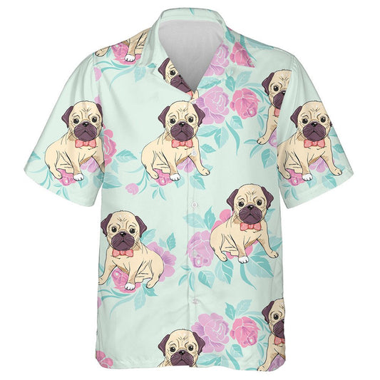 Léine Haváís Bulldog On The Pink Flower Garden, haváís le haghaidh bronntanas