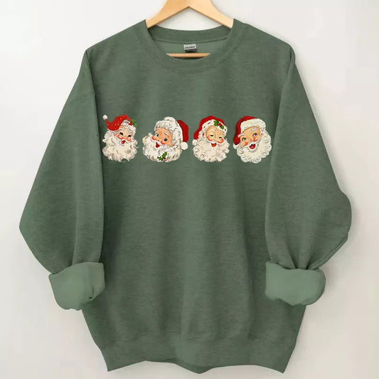 Vintage Christmas Santa Claus Sweatshirt, Christmas Sweatshirt Cute, Christmas Winter Sweatshirt