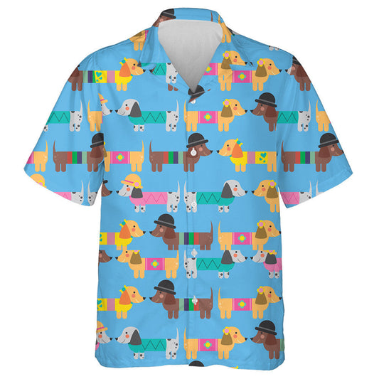 Love Day With Couple Dachshund Dog Hawaiian Shirt, Hawaiian For Gift