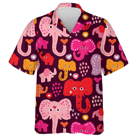 Colorful Circus Elephant In Different Size Hawaiian Shirt, Hawaiian For Gift