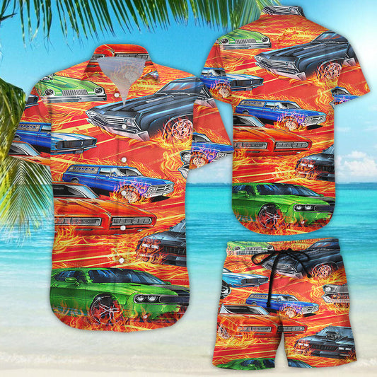 Car On Fire - Hawaiian Shirt-Hawaiian Shirt Gift, Christmas Gift