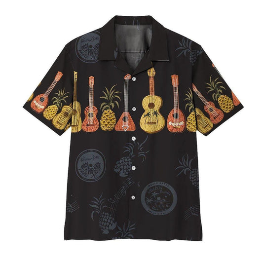 Ukulele Collection Pineapple Tropical Fruit Hawaiian Shirt, Hwaiian For Gift