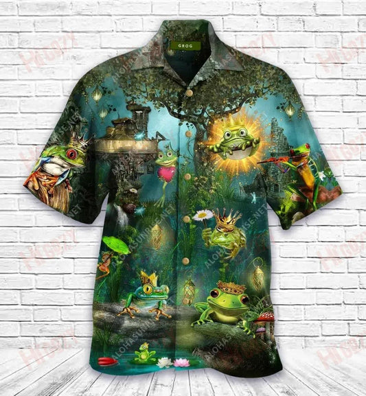 Póg Frog Gearr Léine Haváís Laethanta Saoire Léinte T Haváíacha Léinte haváíais Oirbheartaíochta Léinte haváíais d'Fhir, Bronntanas Léine Haváíais, Bronntanas Nollag