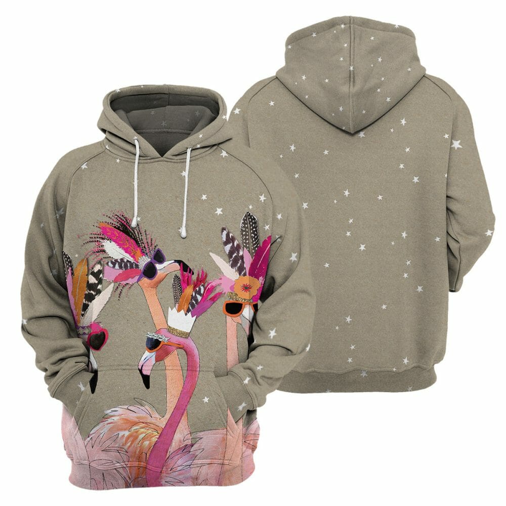 Grey Flamingo - 3D All Over Printed Shirt Tshirt Hoodie Apparel