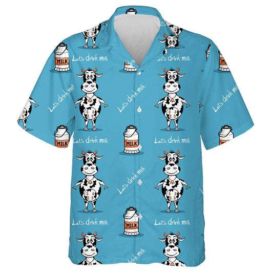 Little Cows And Leaves On Green Hawaiian Shirt, Hawaiian For Gift