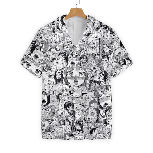 Black And White Agehao Pattern Hawaiian Shirt, Hawaiian For Gift
