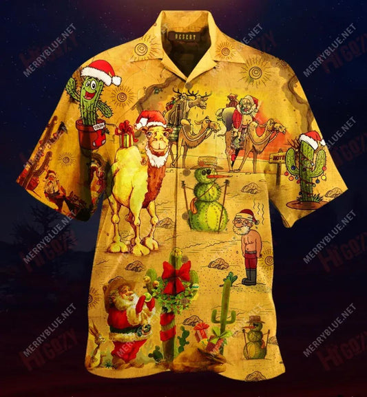 Nollaig Shona san Fhásach Laethanta Saoire Léine Ghearr Haváís Léinte T Haváíacha Léinte Grinn Haváise Léinte Greannmhar Haváise, Bronntanas Léine Haváís, Bronntanas Nollag