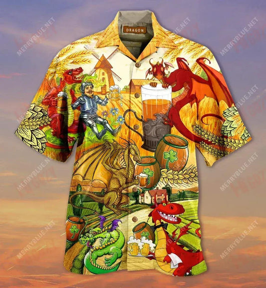 Dragons ag ól Beoir Léine Gearr Haváís Samhraidh T Léinte Haváís Léinte Haváise is Fearr, Bronntanas Léine Haváís, Bronntanas Nollag