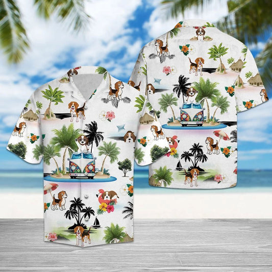 Hippie Van Beagle Summer Vacation On Island Hawaiian Shirt, Hawaiian Shirt Gift, Christmas Gift