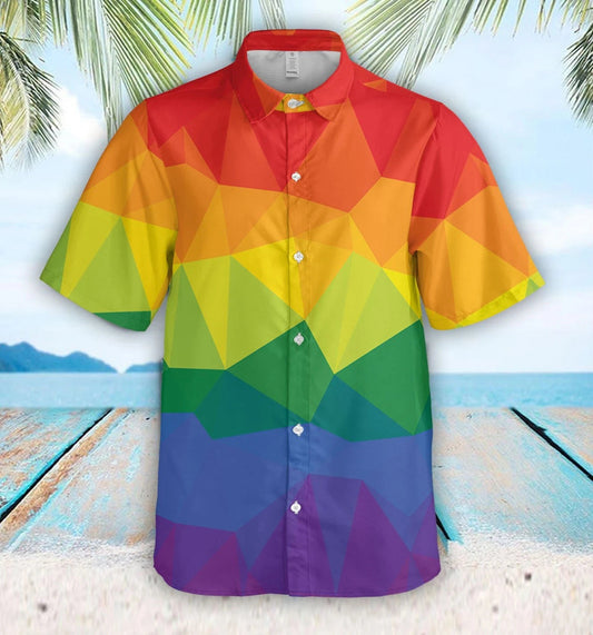 Lgbt Polygon Pattern Lovely Design Hawaiian Shirt, Hawaiian For Gift