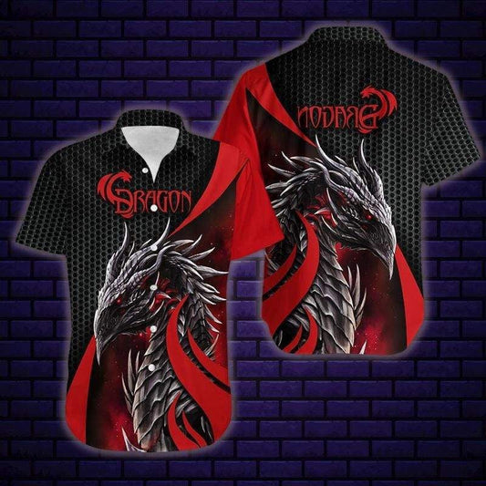 Dramatic Red Dragon On Dark Background Hawaiian Shirt,Hawaiian Shirt Gift, Christmas Gift