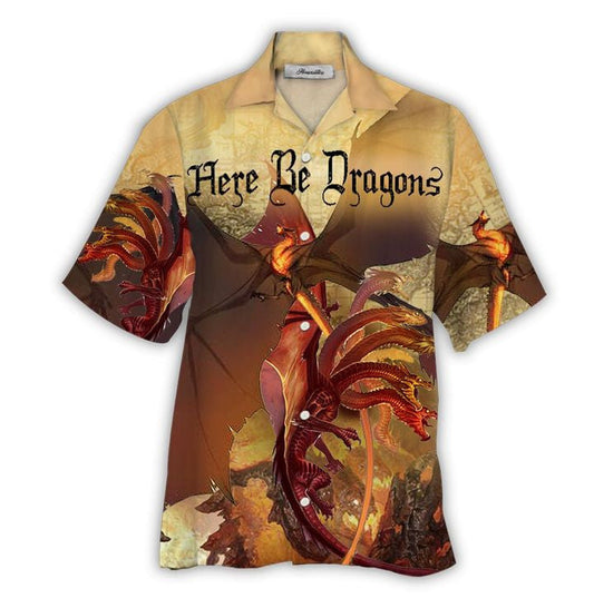 Here Be Western Dragon Tattoo Ornamental Hawaiian Shirt, Hawaiian For Gift