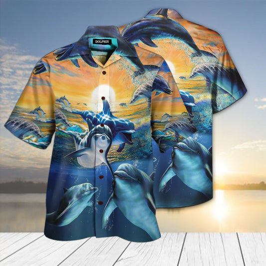 Dolphin Deep Sea Nice Ornamental Hawaiian Shirt,Hawaiian Shirt Gift, Christmas Gift