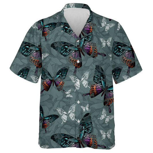 Theme King Of Dark Butterfly And Flowers Hawaiian Shirt, Hawaiian Shirt Gift, Christmas Gift