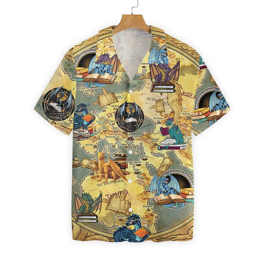 Leabhair Dragon World Map Vintage Style Léine Haváís, Haváís For Gift