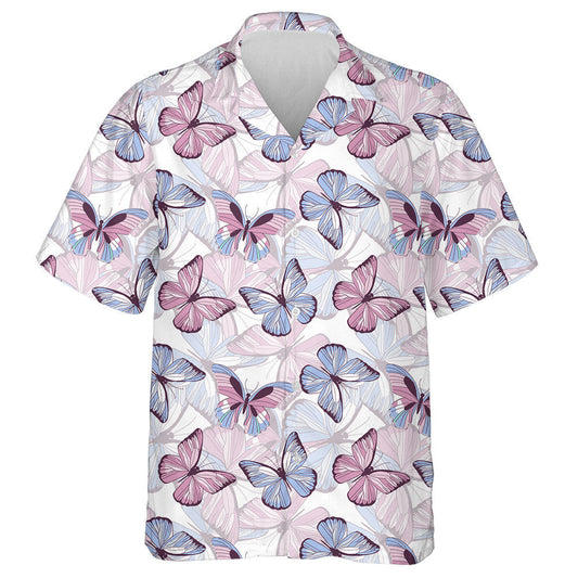 Beautiful Trendy Butterflies In Pastel Colors Hawaiian Shirt, Hawaiian For Gift