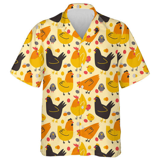 Colored Hens Chickens And Eggs Hawaiian Shirt, Hawaiian For Gift