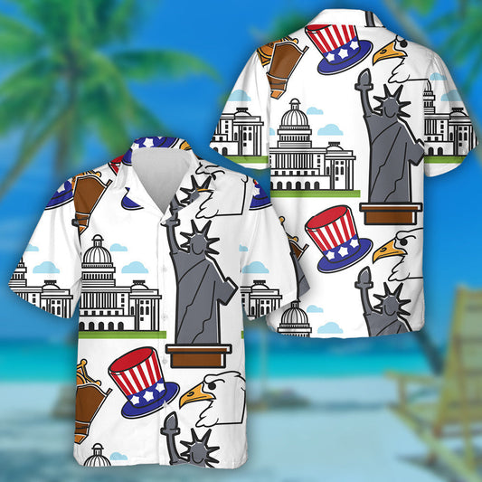 Traveling And Tourism American Symbols And Architecture Hawaiian Shirt,Hawaiian Shirt Gift, Christmas Gift